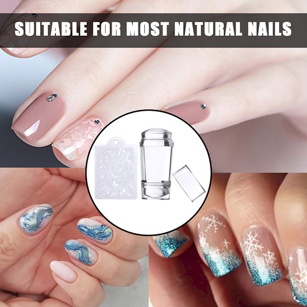 Silikon Negle Stamper Klar Fransk Spids Silikon Stempling Gele med Skraber Fransk Manicure Stempling Værktøj