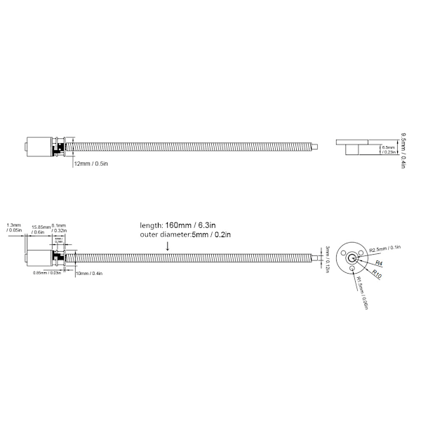 Girkasse Trådreduksjonsmotor Med Lang Utgangsaksel Kontinuerlig Strøm T5 x 160mm N20DC6V 30RPM