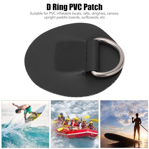 D-Ring Patch i Rustfrit Stål, Enkeltlags PVC Patch, D-Ring Patch til Elastisk Reb, Kano, Rafting Tilbehør