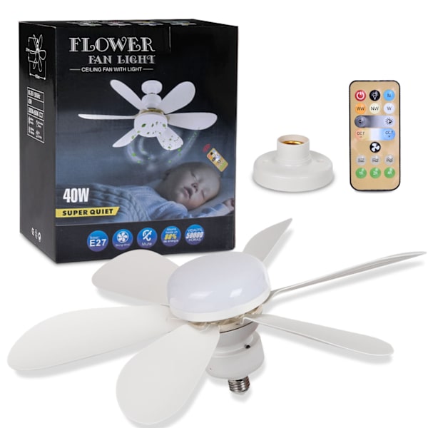 LED loftsventilator loftslampe belysning med fjernbetjening