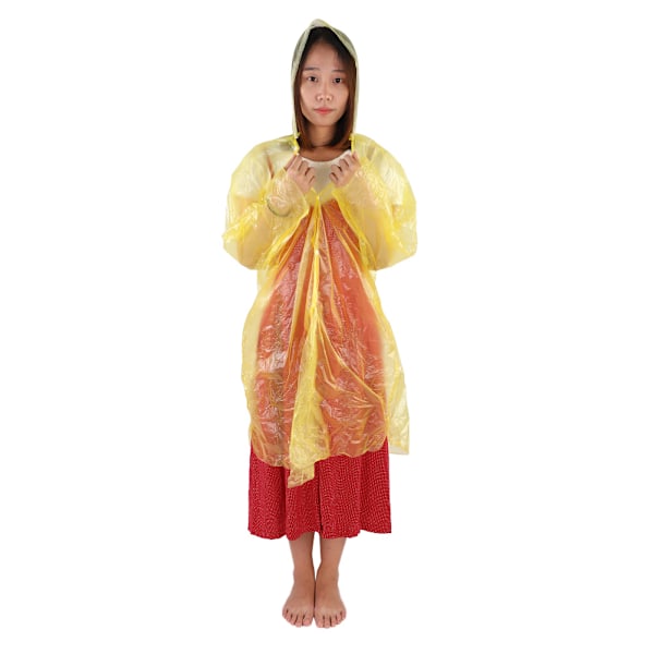 5 st Engångs Utomhus Camping Transparent Regnrock Färgglad Regnkappa (Gul)