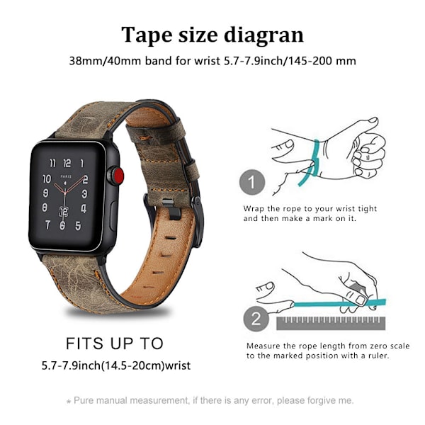 Kompatibel med Apple Watch Band 38-40mm /42-44mm, Ekte