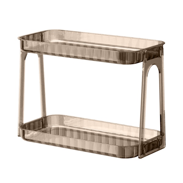 Kosmetik Opbevaringsstativ Dobbelt Lag Klar Aftagelig Moderne Bordplade Kosmetik Organizer til Kommode Mørkebrun