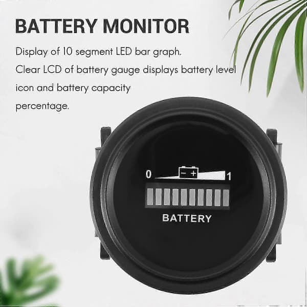 12V/24V/36V/48V/72V LED digital batteriindikator vattentät mätare för golfbil black