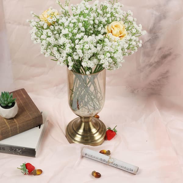 Kunstig blomst, hvitt lite håndtak, 5-grenet stjernepigg, full