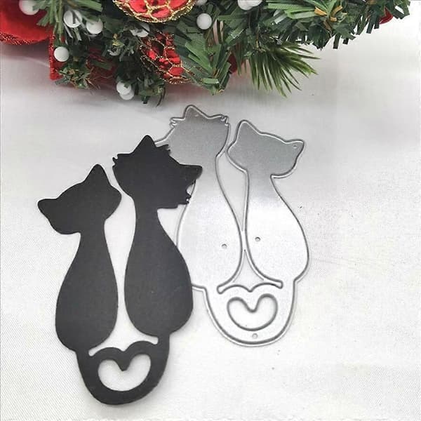 Love Heart Cats metallstans för DIY-bröllopsinbjudningar och pyssel