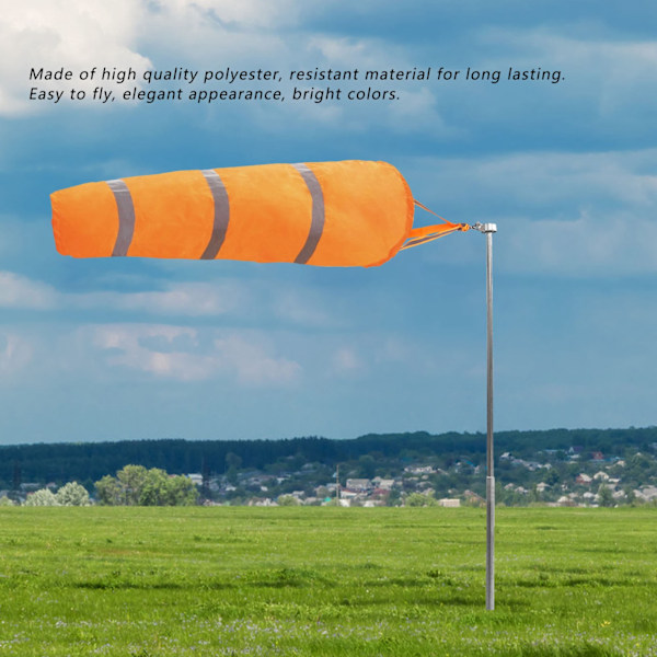 Reflekterende Vejr Vindstrømpe Vindretningsindikator til Udendørs Lufthavn Farm Have Parker Orange 80CM