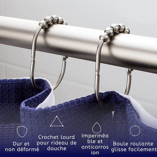 Lagerbred duschdraperiring/krok-kit, satin nickel dekor