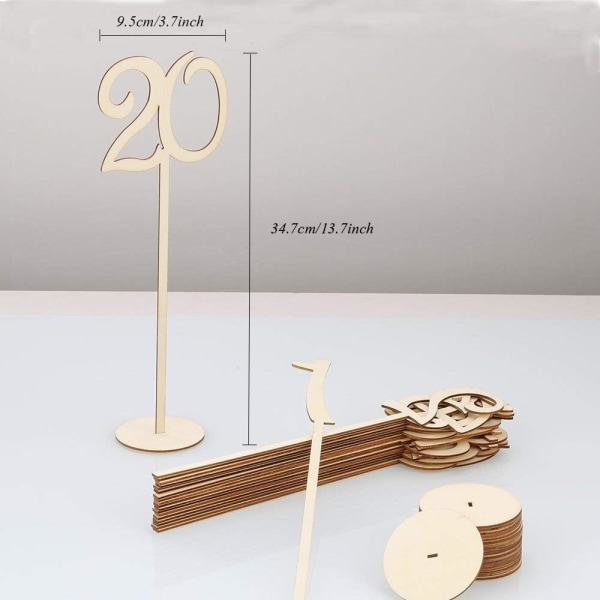 Numéro 1 à 20 Numéros de Table En Bois avec Base de Support pour