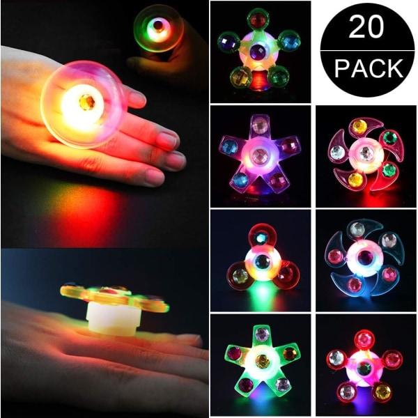 Børnefødselsdagsfavoritter, 20 LED fingerlampe lysringe, farverige lysende legetøj, blinkende fødselsdagsbørn gaver, souvenir finger ring