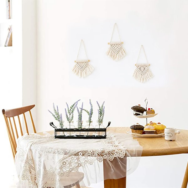 Handgjort Heminrednings Macrame Kit, Vardagsrumsdekoration Med Unika Mönster Och Geometriska Designer, Bohémisk Mini Macrame Väggbonad För