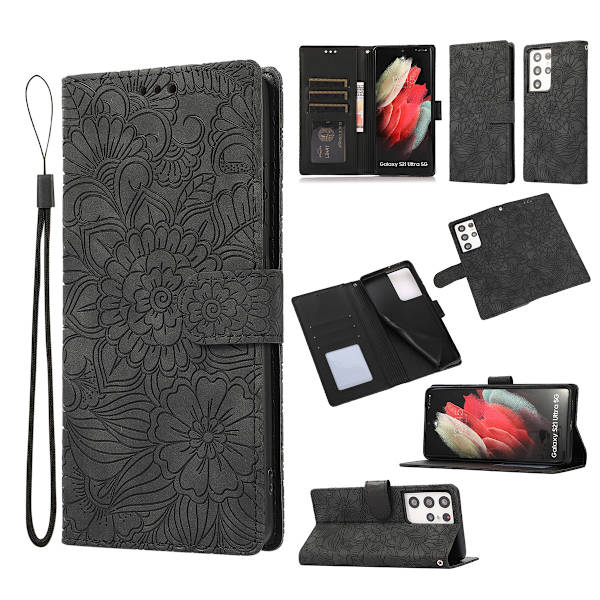 Samsung Galaxy A41 - Blomster Wallet Case - Grå