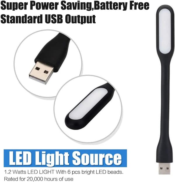 12 st USB LED-lampor, Mini USB Flexibel LED, Bokläslampa