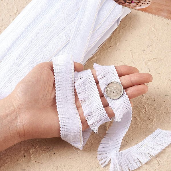 Polyester Frynser med Kant i Blonder, Frynsefiber Trim til Syning Q