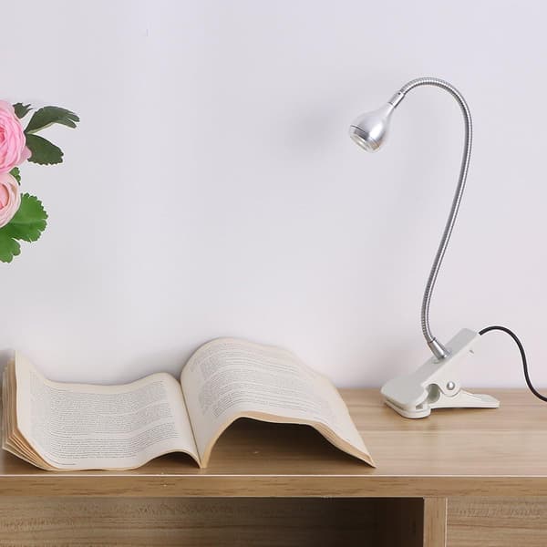 LEDMONO LED Leselampe for Studier/Arbeid/Søvn med Klemme og På/Av-bryter Lys Hvit (Sølv)