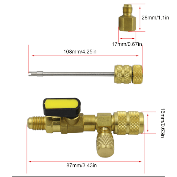 AC Ventil Kjernefjerner 1/4 5/16 SAE Universal Airconditionering Linje Reparasjonsverktøy for R22 R134 R410 R32