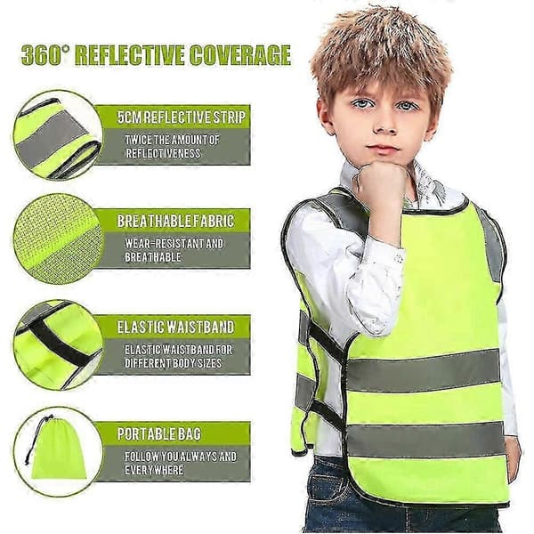 2 stk. refleksvester for barn yellow