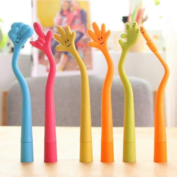 Sjove bøjelige kuglepenne med håndtegn til studiegave 0,5 mm sort blæk (18 stk.) (D-4) 18 pieces