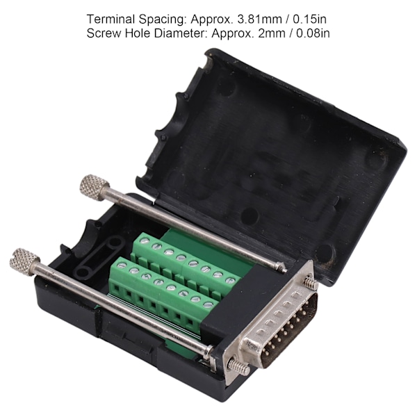DB15 Lödfri Kontakt 15-polig Breakout-kort D‑SUB Hanuttag Adaptermodul med Hölje