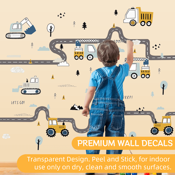 3 Cartoon Engineering Vehicle Wall Stickers