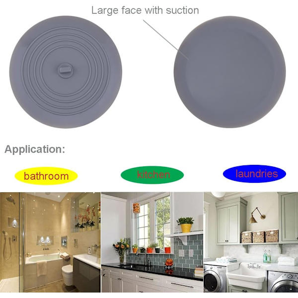 Badkarspropp 2-pack, 15 cm Stor Silikon Avloppsplugg Hårfångare