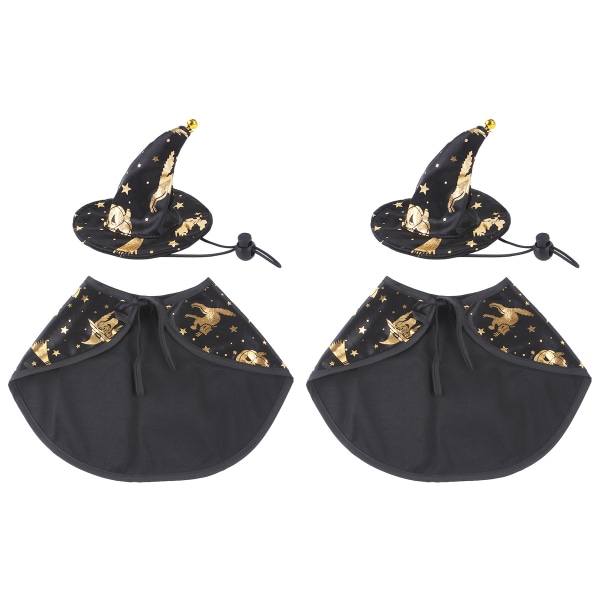 2 Sets Halloween Printed Witch Cloak Set Halloween Pet Clothes