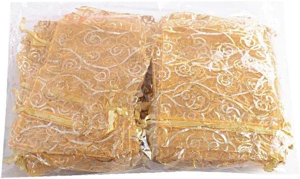 100 stk. (Gullmønstret Hvit) Organza Snørestropper Smykker