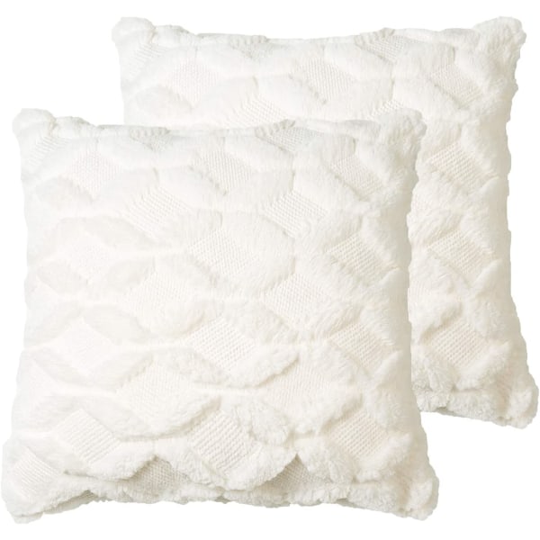 Set of 2 Super Soft Faux Wool Luxury Style Fur Throw Pillow