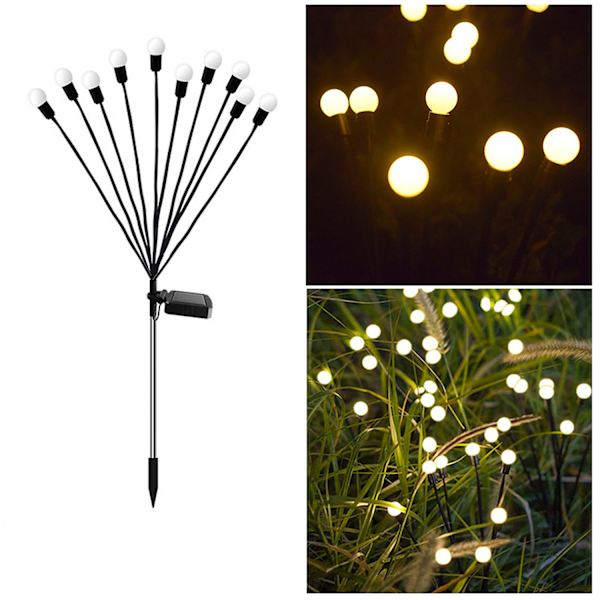 Solcellsdrivna Utomhuslampor, 2 Pack 10 LED Solcellslysrör för