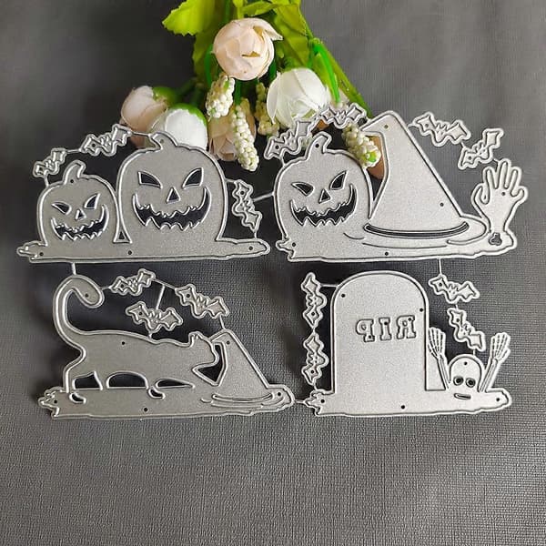 Halloween-pumpa för katt metallskärformar stencil DIY klippbok album papper C