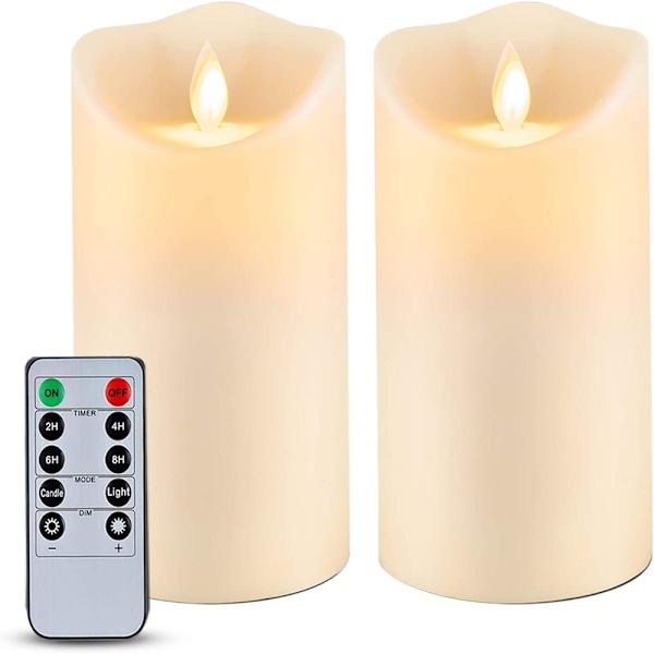 Batteridrivna LED-ljus Äkta Paraffinvax, Fladdrande Flamteknologi Rökfria Droppfria, Blinkande Flam-LED för Inredning (Set om 2)