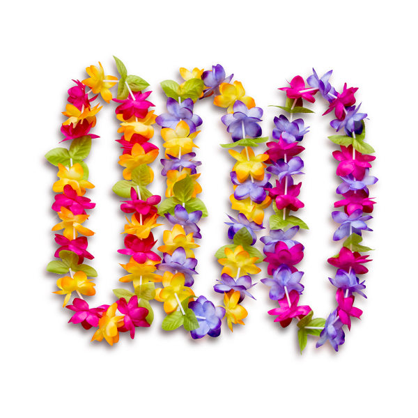 Floral Leis : Paket med 3 Hawaiian Luau Leis Halsband Armband - Tropiska Tiki Hibiscus Blommor för sommaren Pool Party Favors Supplies