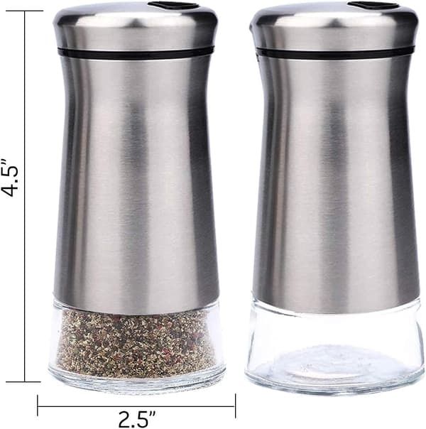 2 st Rostfria Salt- och Pepparkar med Glasbotten