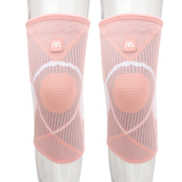 2 st Sports Knäskydd Andningsbart Nylon Stickat Knäskydd 4-sidigt Elastiskt Rep Knäskydd för Löpning Klättring Rosa XL