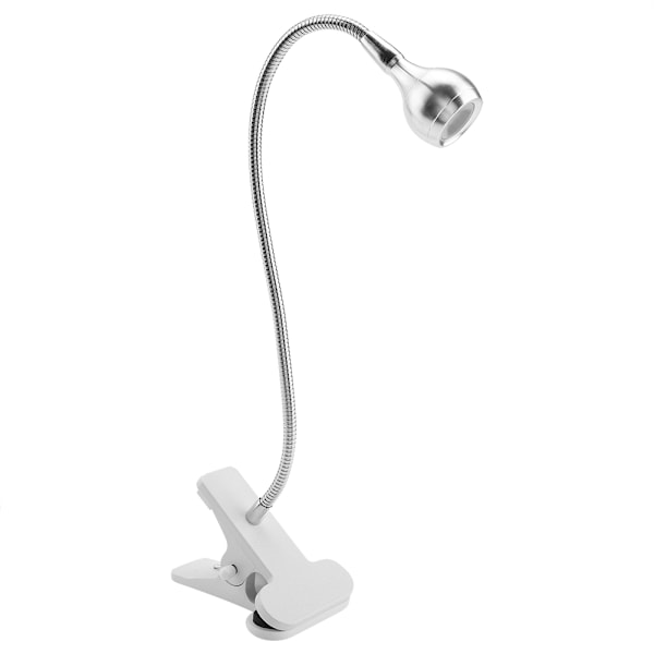 USB LED-bordslampa Mini skrivbordsnattlampa med klämma för hemstudieläsning Silvervit