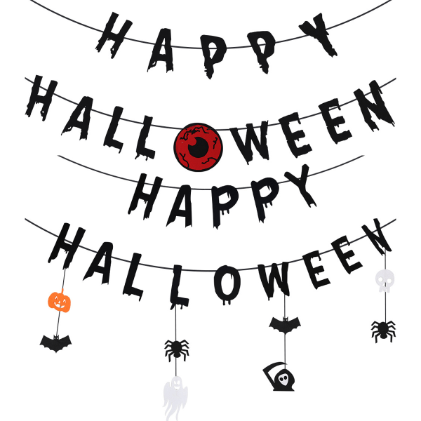 2 Sets Halloween letter pull flag outdoor flag home decoration