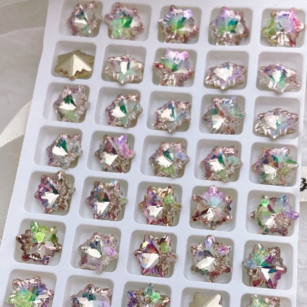 30 Stykker Flate Krystallsteiner i Glass med Ulike Former for Neglekunst og Håndverk, Flate Krystallsteiner 3D Dekorasjoner Flate Krystallsteiner Set