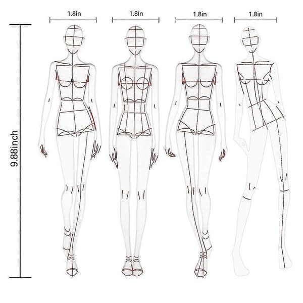 Modeillustration Linjaler Skisstackmallar Linjal Sömnad Humanoida Mönster Design Klädmått