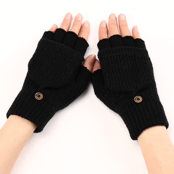 Vinterhandskar för damer, 2-pack Varma stickade konvertibla fingerlösa handskar för kvinnor, presenter med vanteöverdrag