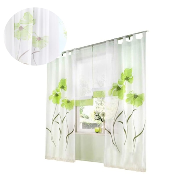 SIMPVALE 2 stk Gardinpanel Gardin Print Blomster Forhæng til