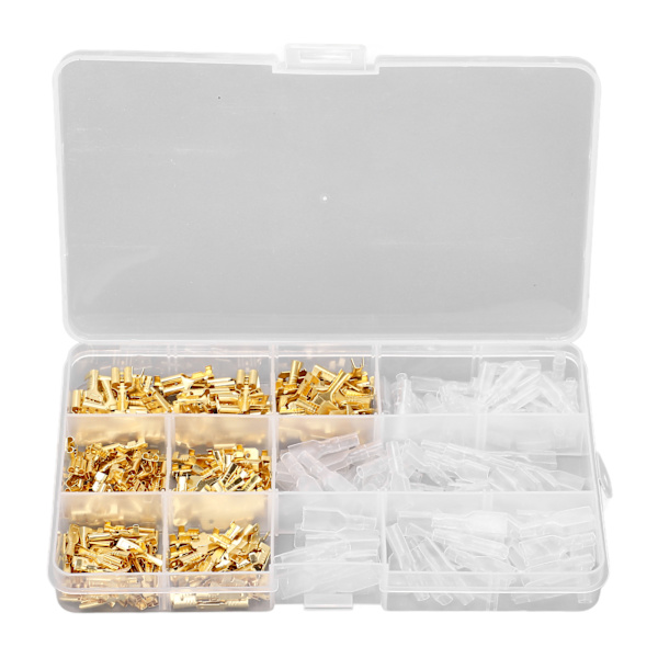 Kabelsko-set med trådhylsor, mässing, hane/hona, med nylonhölje, krympstift