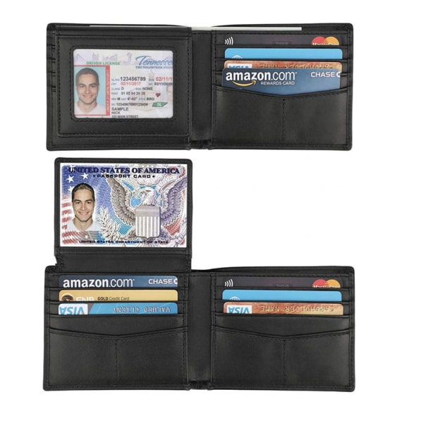 Säkerhetsplånbok för äkta läder för herr RFID Blockerande Passcase