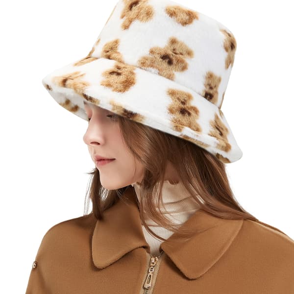 Vinter Plys Hat Faux Fur Fiskerhatte til Kvinder White