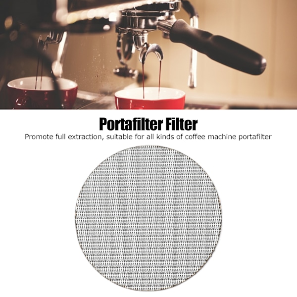 Kahvin Portafilter-kiekko Ruostumattomasta Teräksestä Elintarvikelaatuisena Kahvinvalmistussuodatin 50μm Suodatus hienous 58,5mm / 2,3in