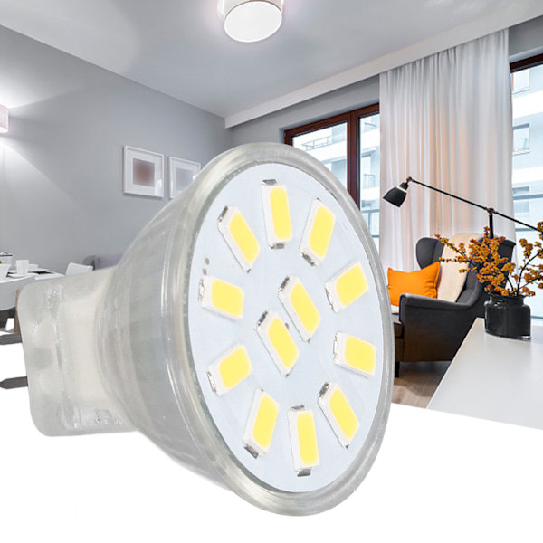 4 stk. MR11 LED Spotlys Pære med Dobbelt Nålebase 360° Varmeafledning 3W 12 LED Lampepære Kold Hvid