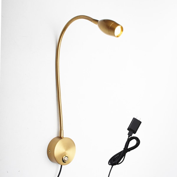 Tålig LED-läsvägglampa med metallkropp, Innovativ design justerbar färgtemperatur för sovrum, kontor, barnrum (360°, 38cm flexibel