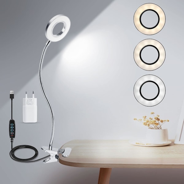Bokklips Leselys, 5W 48 LED-klipslys, dimbar klips-lampe