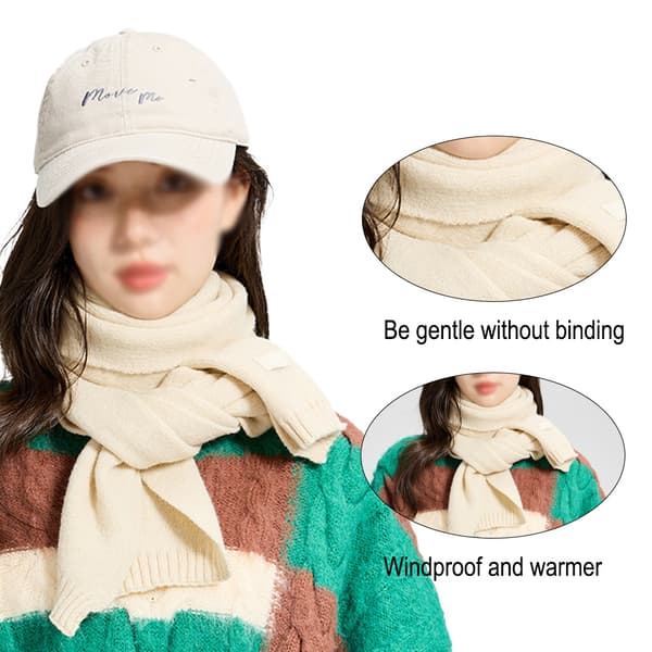 Varm höst- och vinterhalsduk, enfärgad varm vinterhalsduk Beige