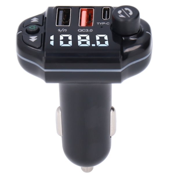 Bluetooth-autonäyttösovitin Nopea Lataus Langaton FM-lähetin Handsfree-puhelut LED-taustavalaistuksella