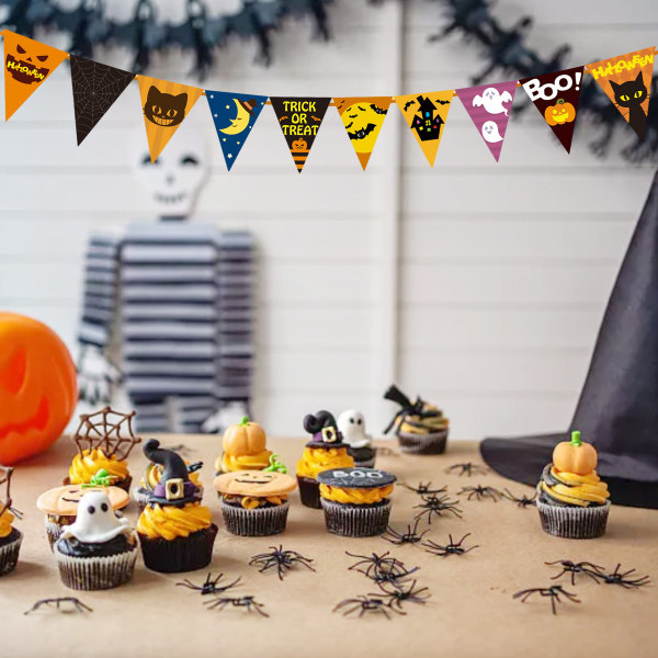 Halloween hängande spökebanner - Vit glitter Halloween fest